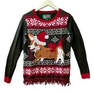 Ugly Christmas Sweater Light Up Corgi Puppy Ugly Holiday Sweater Size Small